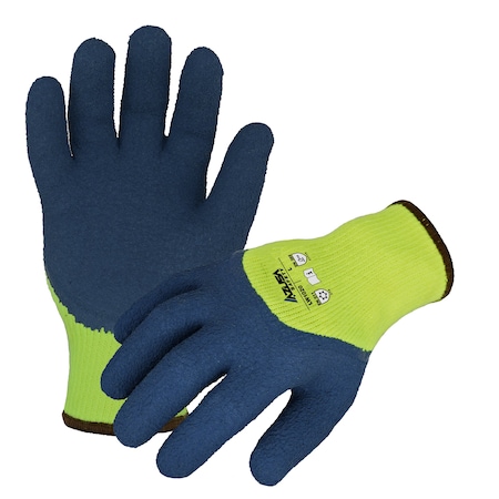 Azusa Safety Coated Winter Work Gloves, Acrylic Lining, Hi-Vis Lime/Dark Blue, Medium LW1020